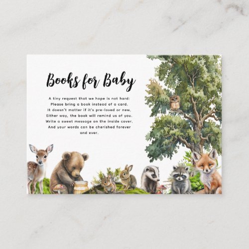 Cute Woodland Book Request Baby Shower Enclosure Card