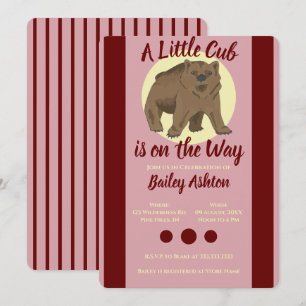 Cute Woodland Brown Bear Cub Baby Shower Invitation