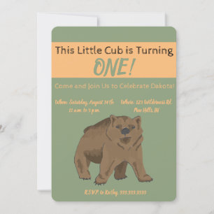 Cute Woodland Brown Bear Cub Invitation