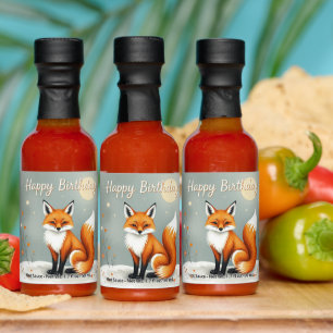 Cute Woodland Brown Fox Happy Birthday Hot Sauces