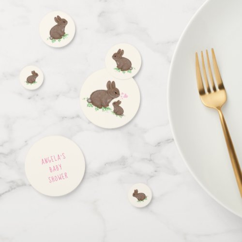 Cute Woodland Bunnies Hearts Custom Baby Shower Confetti