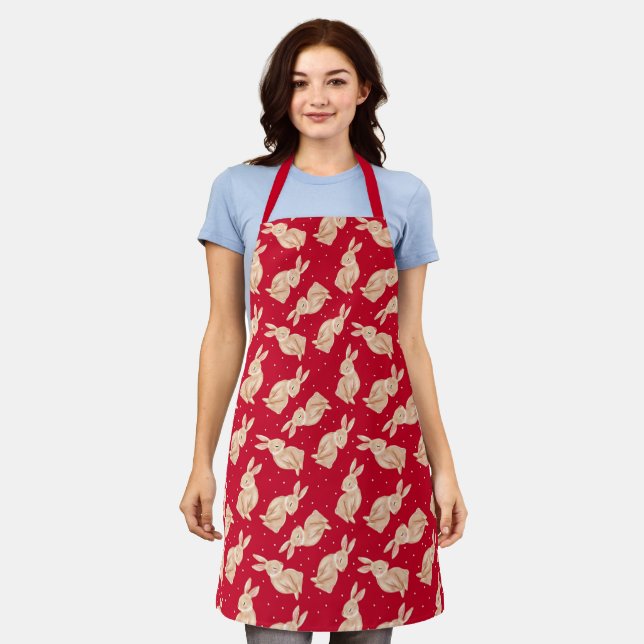 Cute Woodland Bunny All Over Print Apron (Worn)