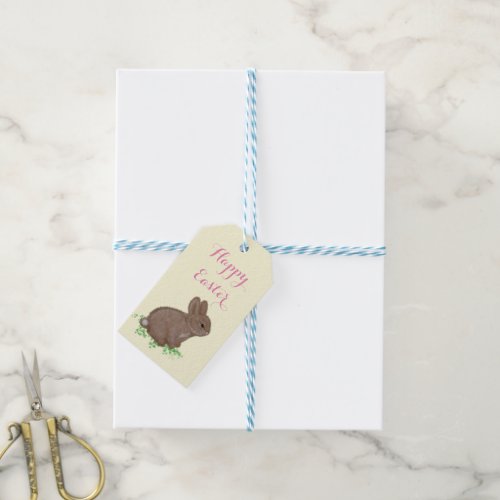 Cute Woodland Bunny in Clover Happy Easter Gift Tags