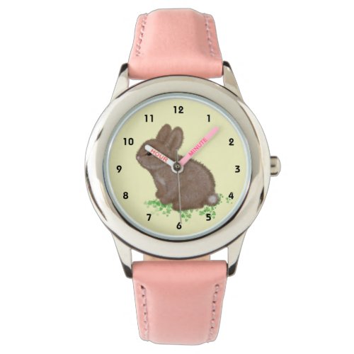 Cute Woodland Bunny in Clover right hand Watch