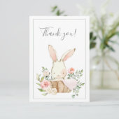 Cute Woodland Bunny Rabbit Flat Thank You Card | Zazzle