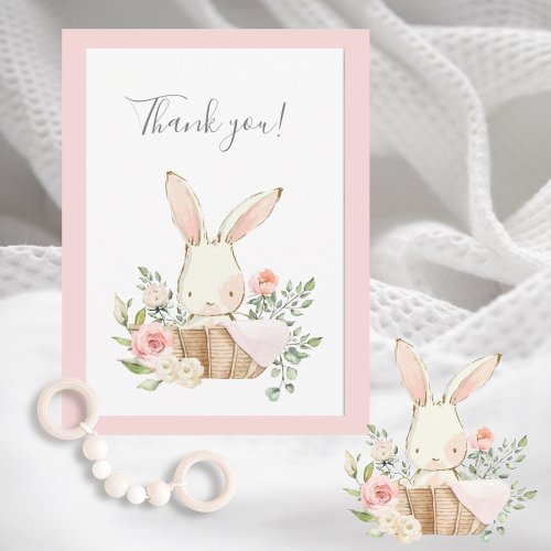 Cute Woodland Bunny Rabbit Flat Thank You Card