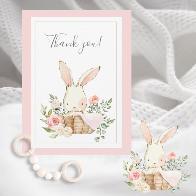 Cute Woodland Bunny Rabbit Flat Thank You Card (Creator Uploaded)
