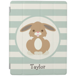 Cute Woodland Bunny Rabbit on Light Sage Green iPad Smart Cover