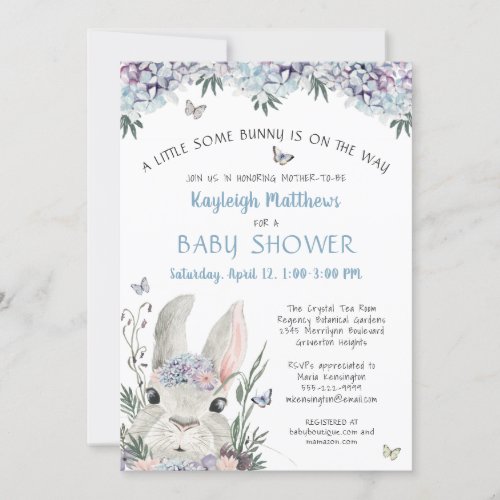 Cute Woodland Bunny Watercolor Boy Baby Shower Invitation