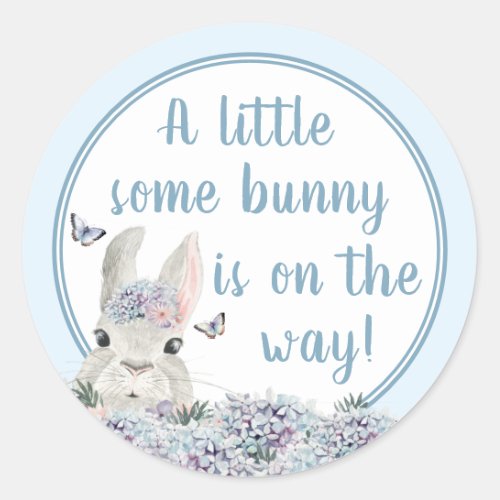 Cute Woodland Bunny Watercolor Floral Baby Shower Classic Round Sticker