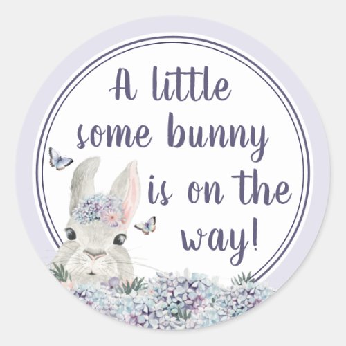 Cute Woodland Bunny Watercolor Floral Baby Shower Classic Round Sticker