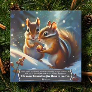 Cute Woodland Chipmunks Bible Verse Christmas Holiday Card