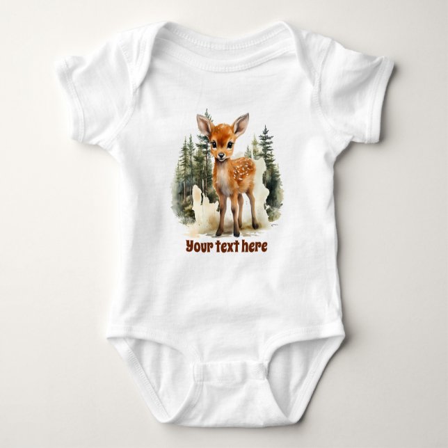 cute woodland Country deer add text  Baby Bodysuit (Front)