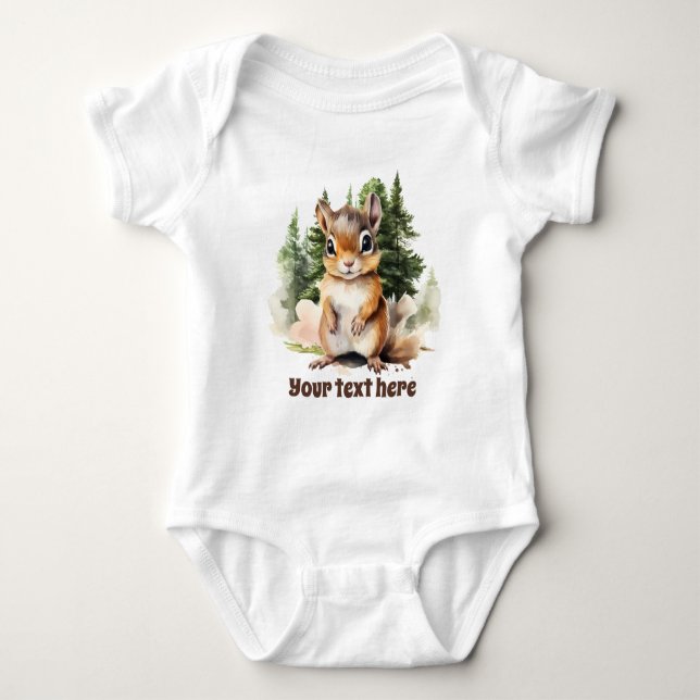 cute woodland Country squirrel add text Baby Bodysuit (Front)