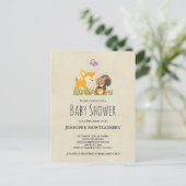 Cute Woodland Creatures Cartoon Baby Shower Invitation Postcard (Standing Front)