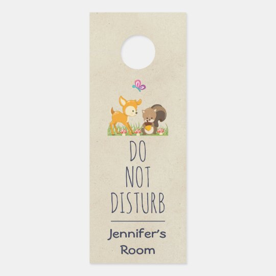 Cute Woodland Creatures Cartoon Illustration Door Hanger | Zazzle