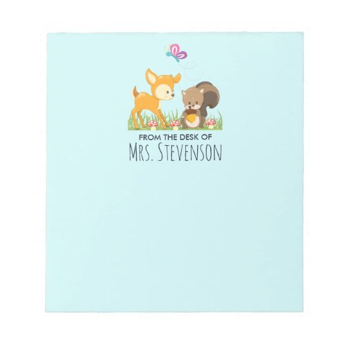 Cute Woodland Creatures Cartoon Illustration Notepad