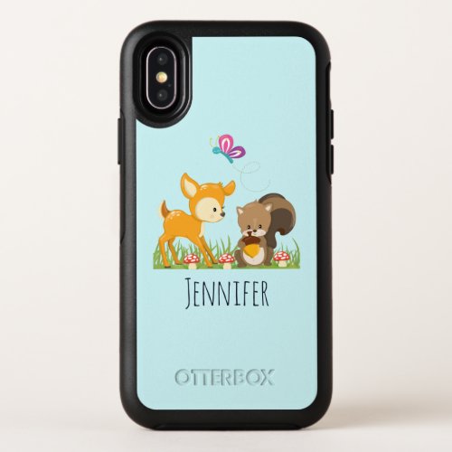 Cute Woodland Creatures Cartoon Illustration OtterBox Symmetry iPhone X Case