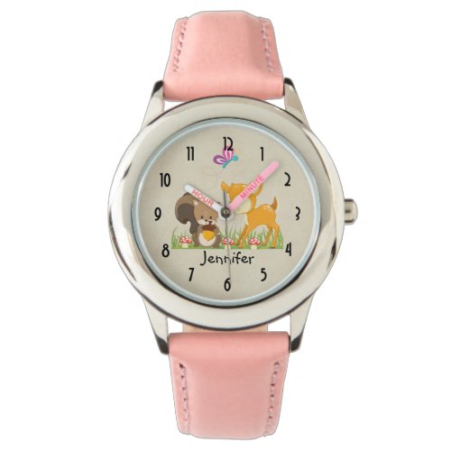 Cute Woodland Creatures Cartoon Illustration Watch