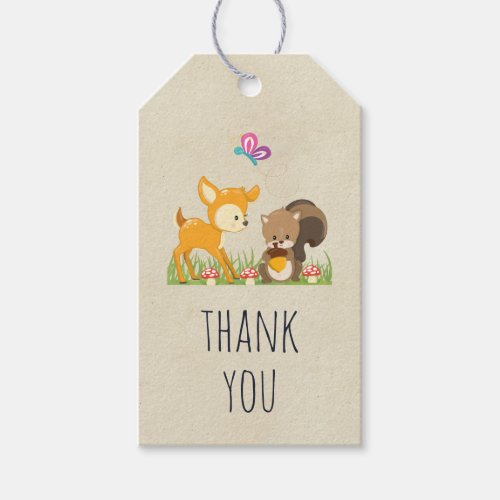 Cute Woodland Creatures Cartoon Thank You Gift Tags