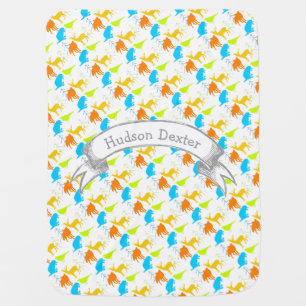 Cute Woodland Creatures Fox Mint Lil' Man Baby Boy Swaddle Blanket