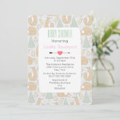 Cute Woodland Creatures Pattern Baby Shower Invite (Standing Front)