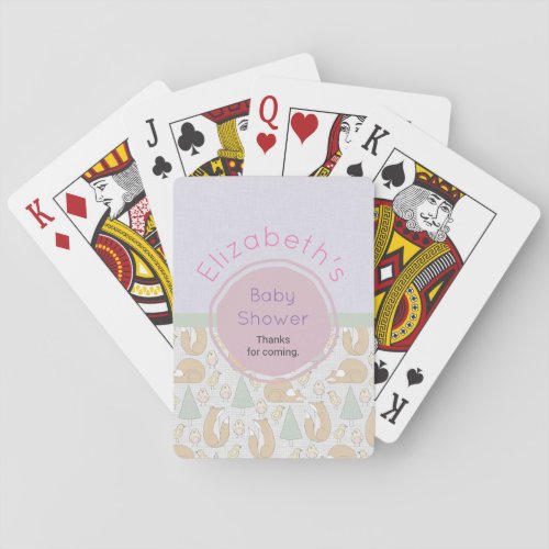 Cute Woodland Creatures Pattern Baby Shower Thanks Poker Cards