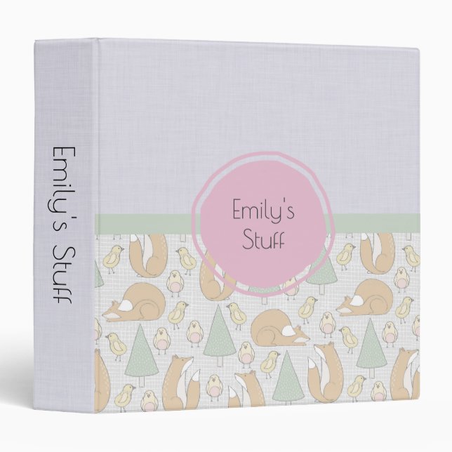 Cute Woodland Creatures Pattern Binder (Front/Spine)