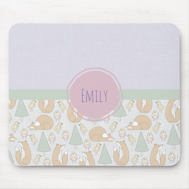 Cute Woodland Creatures Pattern Mouse Pad (Front)