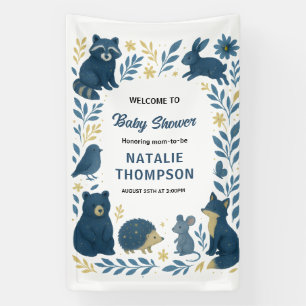 Cute Woodland Creatures Rustic Forest Baby Shower Banner