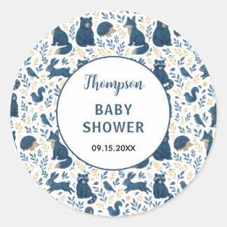 Cute Woodland Creatures |Rustic Forest Baby Shower Classic Round Sticker