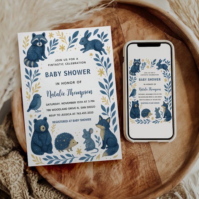Cute Woodland Creatures |Rustic Forest Baby Shower Invitation (Cute Woodland Creatures |Rustic Forest Baby Shower Invitation
)