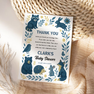 Cute Woodland Creatures |Rustic Forest Baby Shower Thank You Card