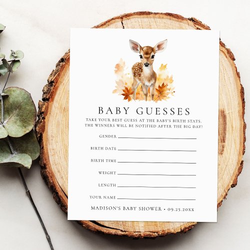 Cute Woodland Deer Baby Shower Guessing Game