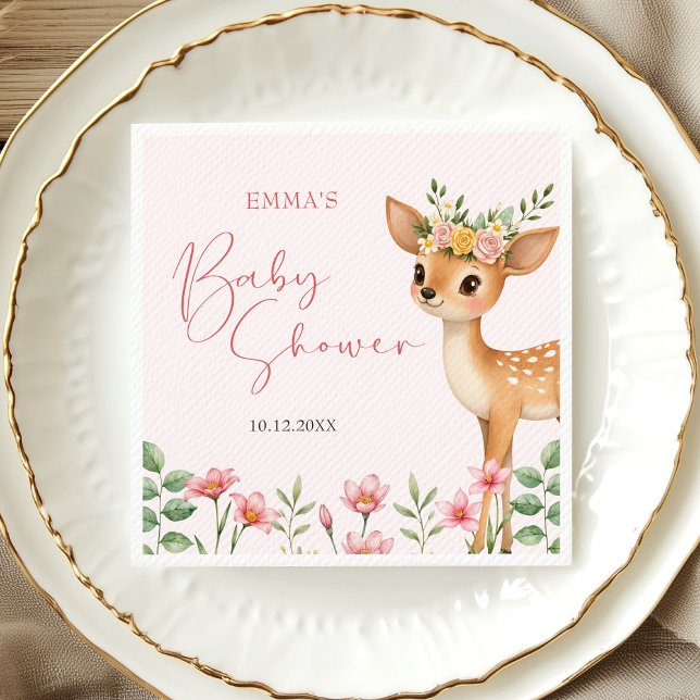 Cute Woodland Deer Baby Shower Napkins (Creator Uploaded)