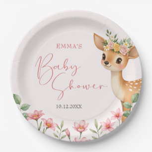 Cute Woodland Deer Baby Shower Paper Plates