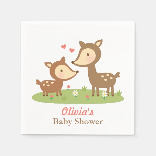 Cute Woodland Deer Baby Shower Party Supplies Napkins