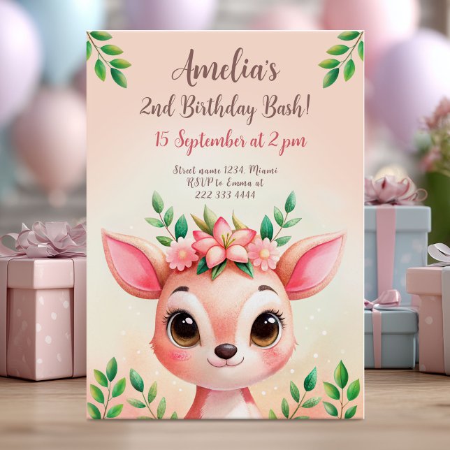 Cute woodland deer birthday card (Creator Uploaded)