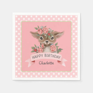 Cute Woodland Deer Birthday Party for Girl Napkins