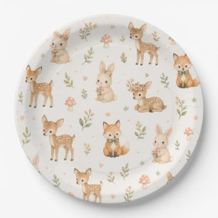 Cute woodland:Deer, Bunny and Fox Nursery design Paper Plates
