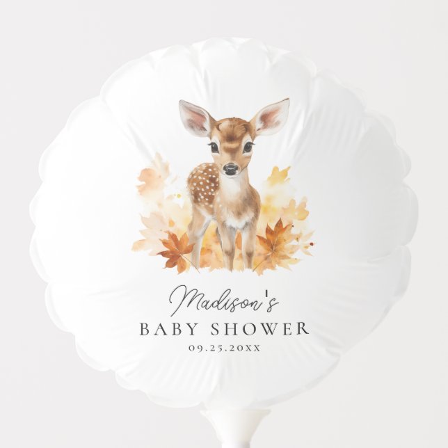 Cute Woodland Deer Fall Baby Shower Balloon (Front)