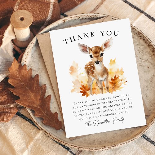Cute Woodland Deer Fall Baby Shower Thank You Card