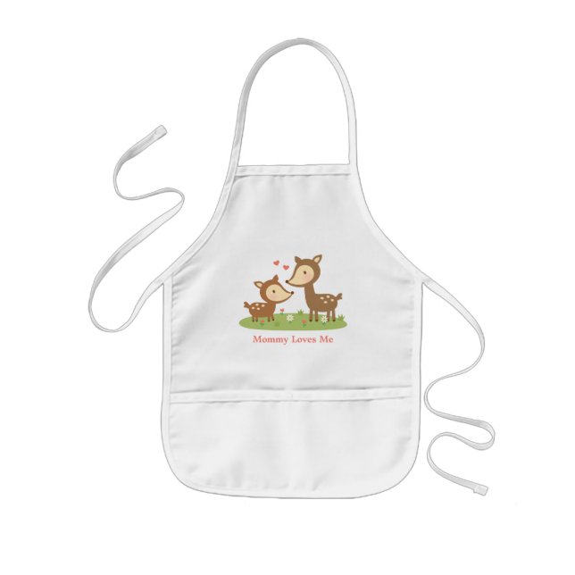 Cute Woodland Deer Mother and Child For Kids Kids' Apron (Front)