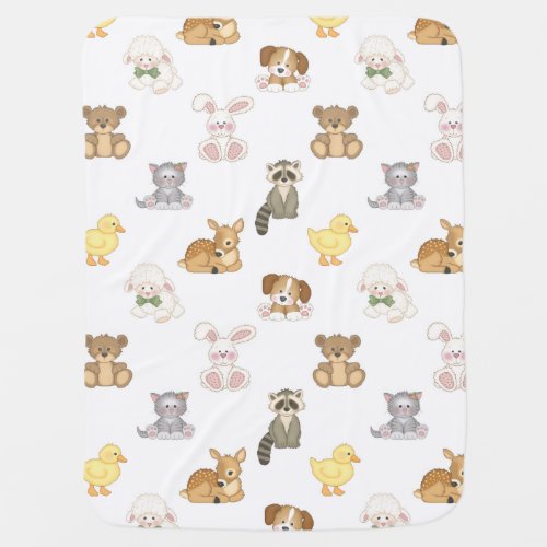 Cute Woodland Farm Baby Animals Nursery Baby Blanket