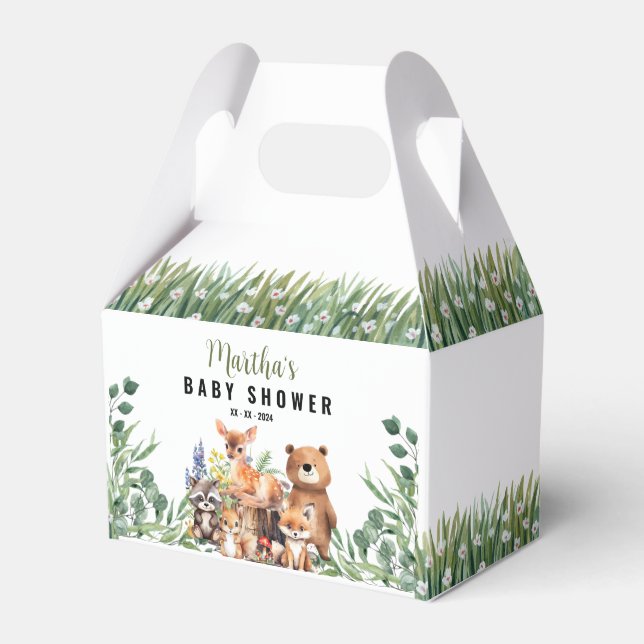 Cute Woodland Favor Boxes | Woodland Baby Shower  (Front Side)