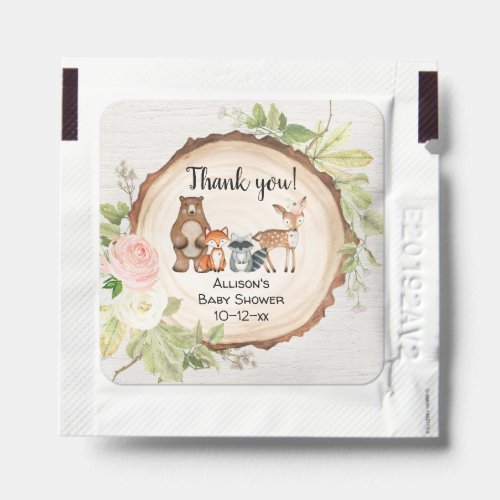 Cute woodland floral rustic girl baby shower hand sanitizer packet