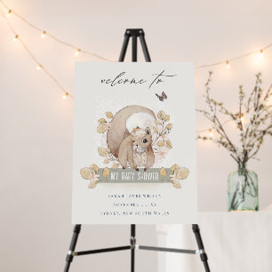 Cute Woodland Floral Squirrel Baby Shower Welcome Foam Board