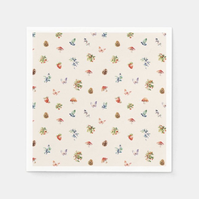 Cute Woodland Forest Adventure Pattern Baby Shower Napkins (Front)