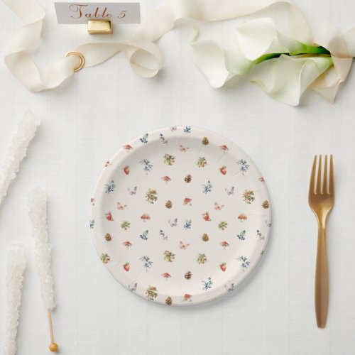 Cute Woodland Forest Adventure Pattern Baby Shower Paper Plates