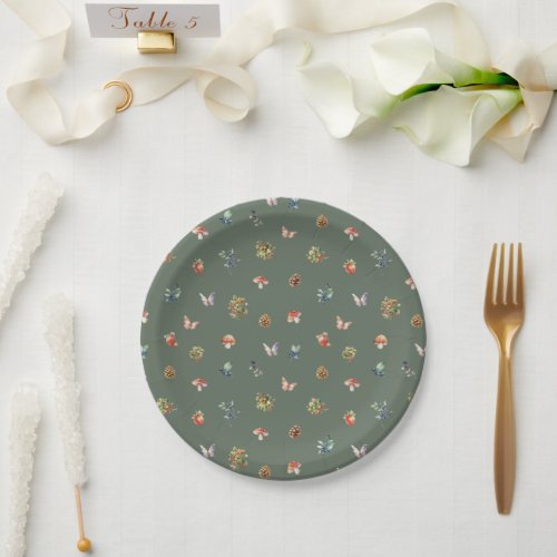 Cute Woodland Forest Adventure Pattern Baby Shower Paper Plates
